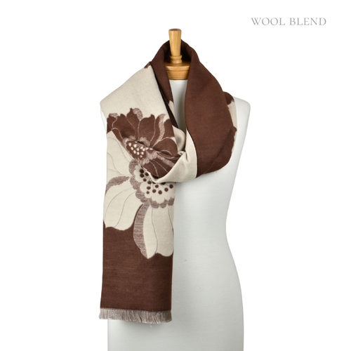 THSS2817: Brown: Reversible Floral Scarf