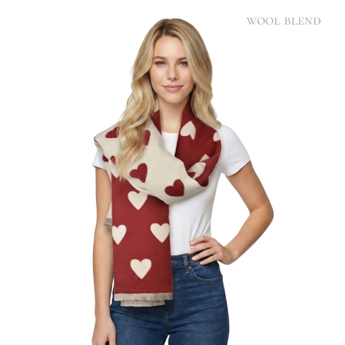 THSS2836: Ruby: Reversible Hearts Scarf