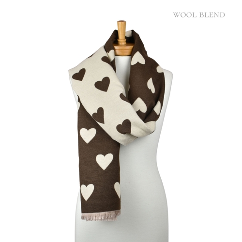 THSS2837: Chocolate: Reversible Hearts Scarf
