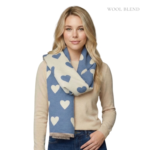 THSS2839: Denim: Reversible Hearts Scarf
