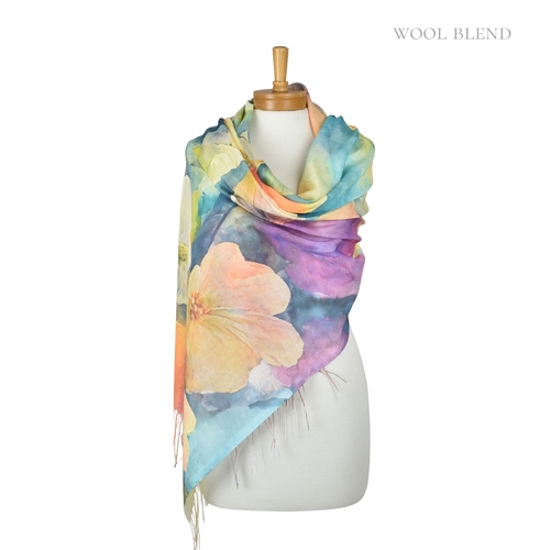 THSS2852: Multicolour: Gardenia Watercolour Scarf