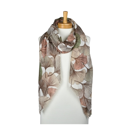 THSS2892: Brown: Ginkgo Leaf Scarf