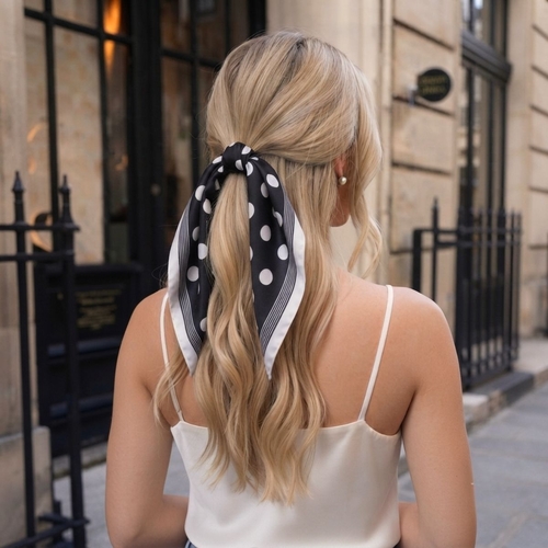 Black: Medium Polka Dot Square Scarf