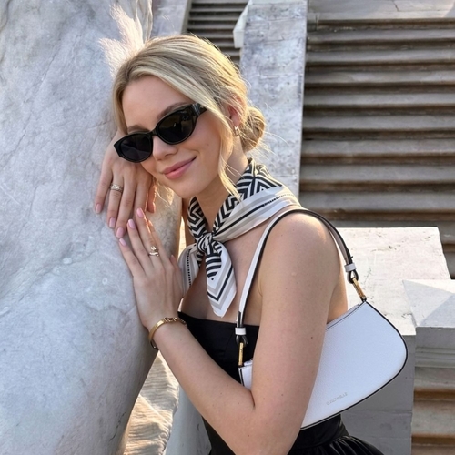 Black: Geometric Polka Geo Square Scarf