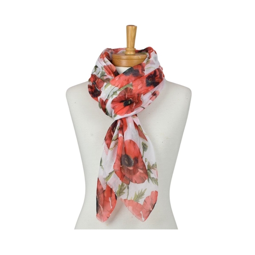 White: Poppies Scarf