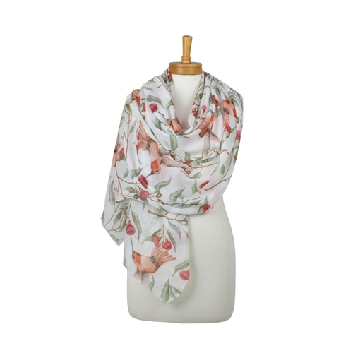 White: Humming Birds Eucalyptus Scarf
