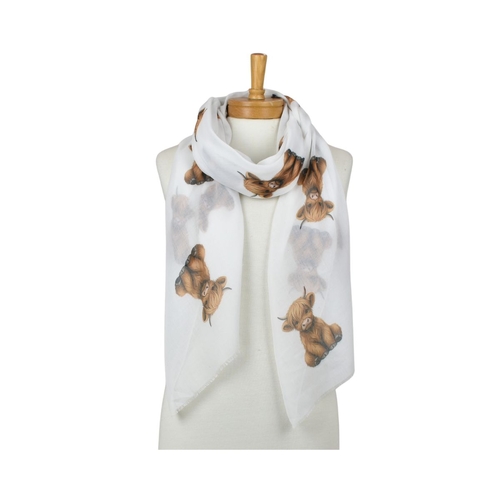 White: Highland Cow Scarf