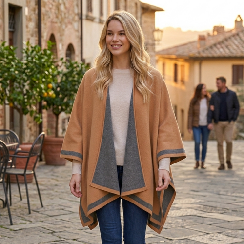 THSW1031: Grey Camel: Reversible Border Wrap